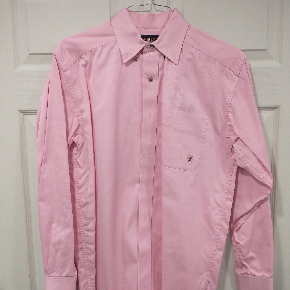 Mens Ariat Twill Button Down Shirt - Pink - Medium Size